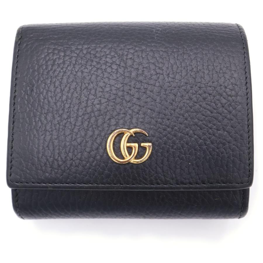 GUCCI（グッチ） GGマーモント 二つ折り財布 黒 レザー 598587 218400 