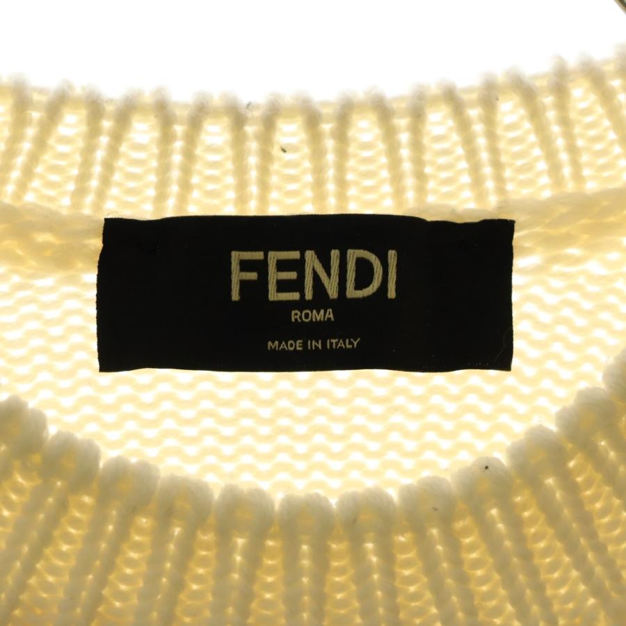 FENDI フェンディ Logo Intersia Knit フロントロゴ クルーネックニット セーター ホワイト FZZ387 A3M3 FENDI（フェンディ） Logo Intersia Knit フロントロゴ クルーネック