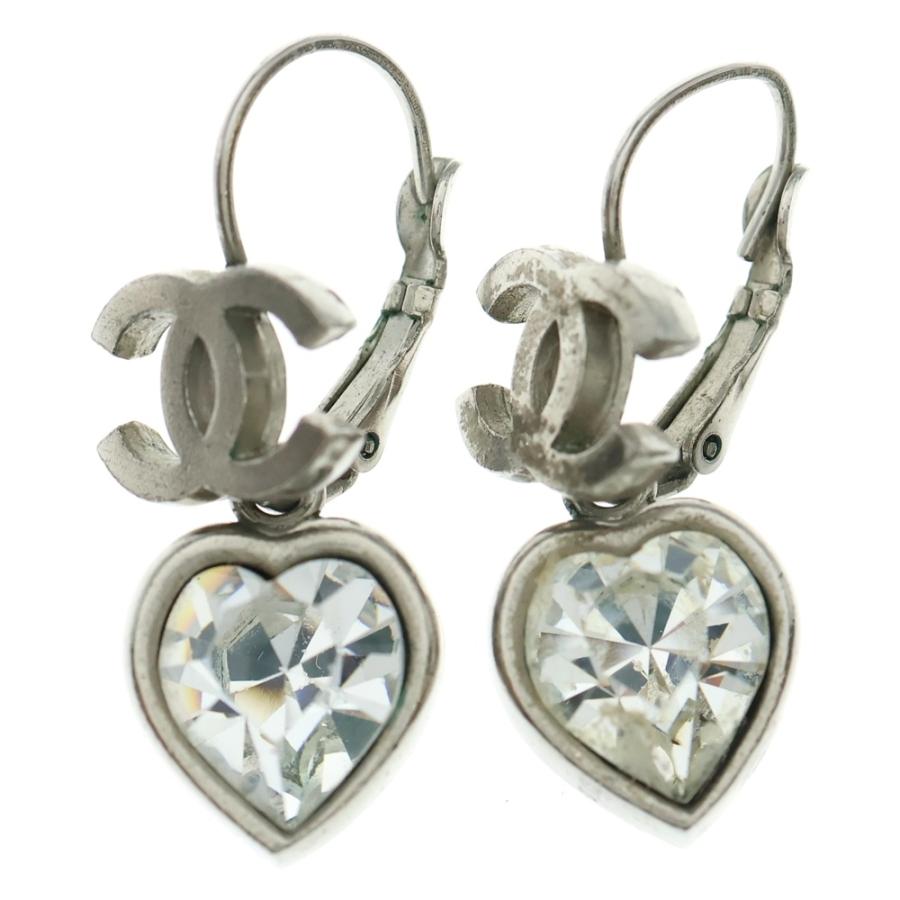 CHANEL（シャネル） ココマーク ラインストーン付ハートピアス