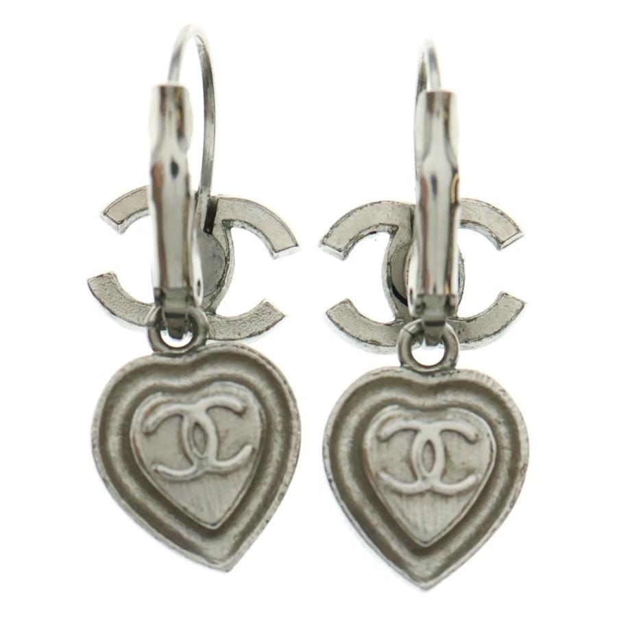 CHANEL（シャネル） ココマーク ラインストーン付ハートピアス