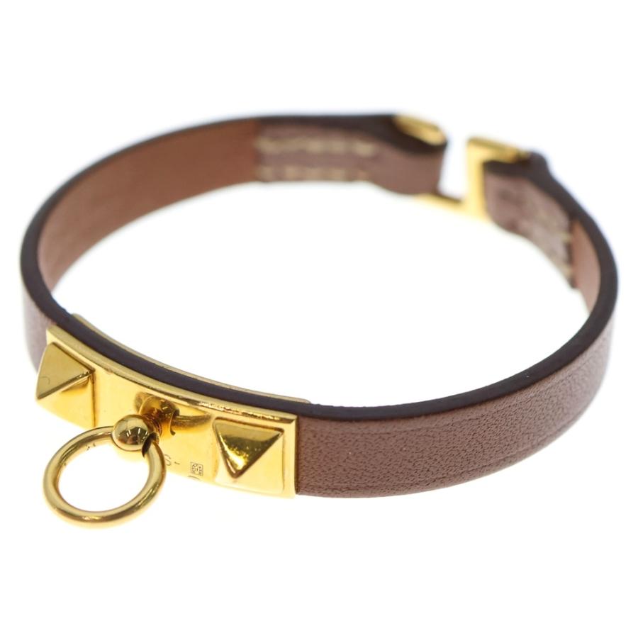 極美品エルメスHERMES レザーブレスレット マットゴールドバックル エルメス レザー ブレスレット T刻印 ゴールド金具 マイクロケリー