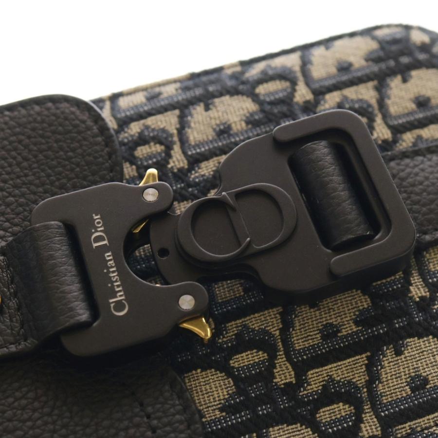 Christian Dior クリスチャンディオール サドル オブリーク バーティカルポーチ ショルダーバッグ フォンショルダー ミニバッグ ネイビー×ブラック キャンバス×レザー シルバー金具 ディオール サドルバッグ ミニ オブリーク ショルダーバッグ
