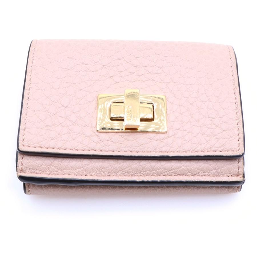 FENDI フェンディ ピーカブー セレリア 三つ折りウォレット ピンク レザー 8M0426 FENDI（フェンディ） ピーカブー セレリア 三つ折りウォレット ピンク