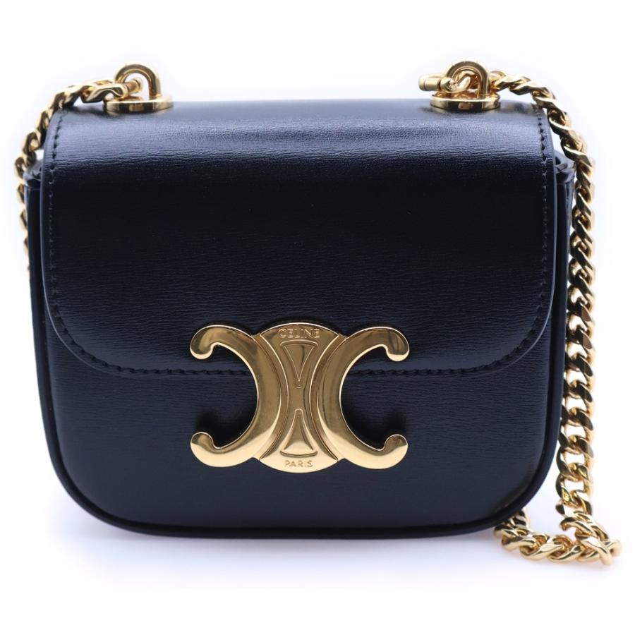 CELINE（セリーヌ） トリオンフ ミニチェーンクロード ブラック レザー