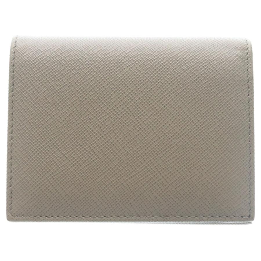 PRADA プラダ サフィアーノ 二つ折りコンパクトウォレット 財布 カードケース ブルーグレー レザー 1MV204 ゴールド金具 PRADA（プラダ） サフィアーノ 二つ折りコンパクトウォレット 財布
