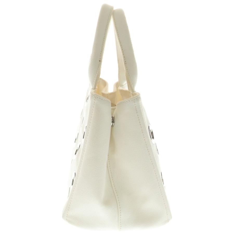 PRADA プラダ カナパミニ パンチング 2WAYバッグ ハンドバッグ ショルダーバッグ ホワイト アイボリー キャンバス シルバー金具 PRADA（プラダ） カナパミニ パンチング 2WAYバッグ ハンドバッグ