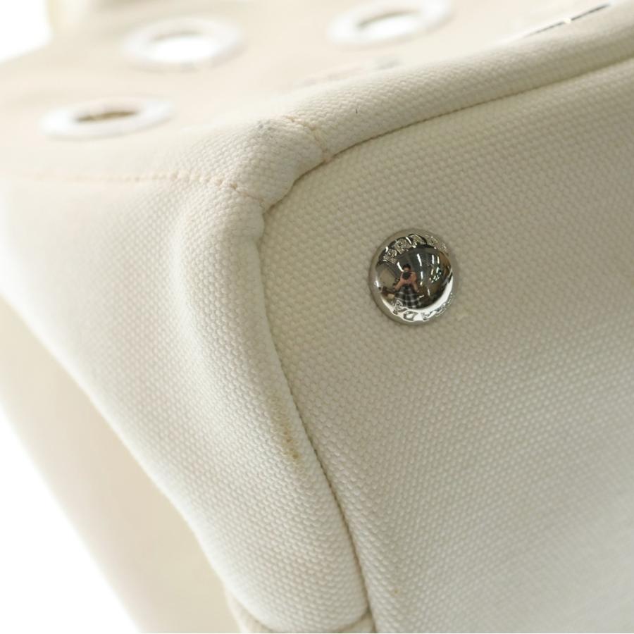 PRADA プラダ カナパミニ パンチング 2WAYバッグ ハンドバッグ ショルダーバッグ ホワイト アイボリー キャンバス シルバー金具 PRADA（プラダ） カナパミニ パンチング 2WAYバッグ ハンドバッグ