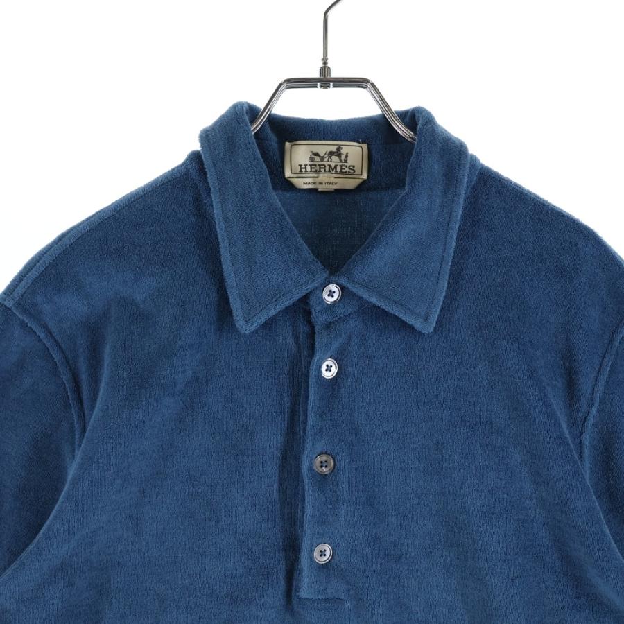 HERMES（エルメス） 半袖パイルトップス パイルポロシャツ ブルー M