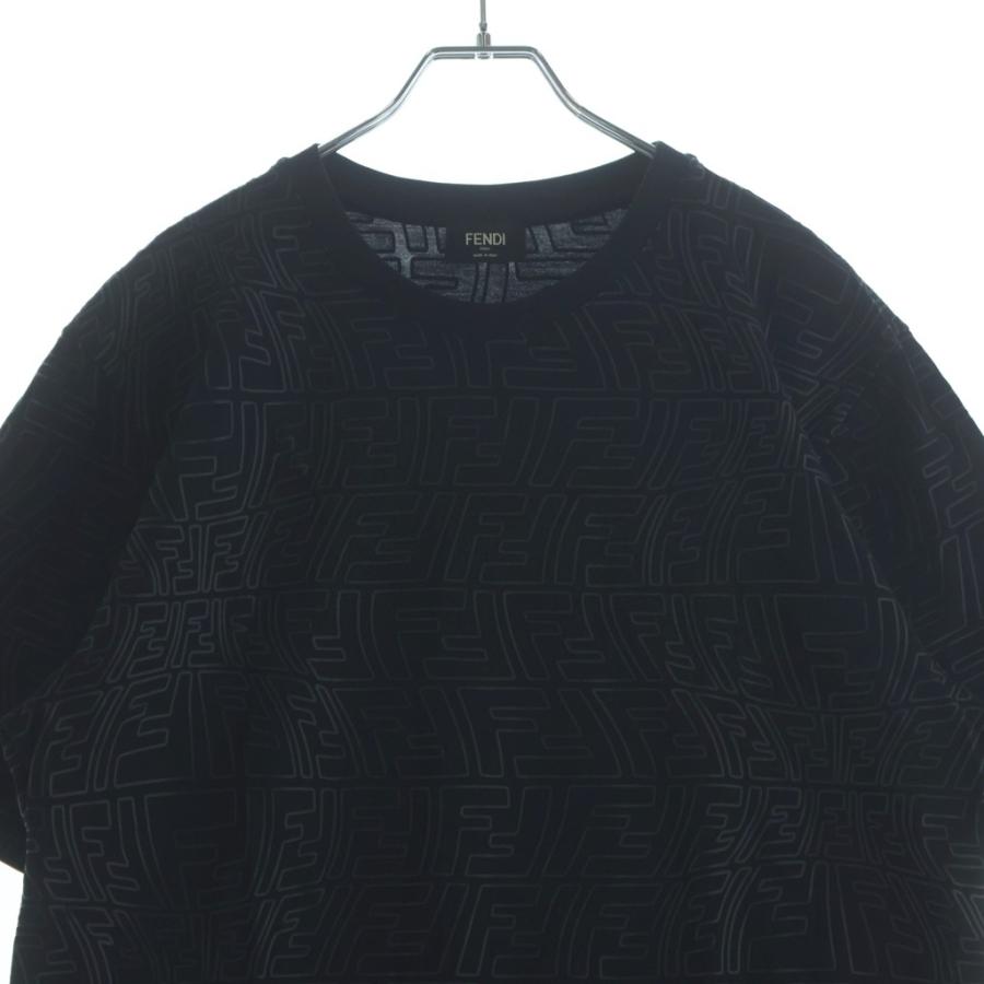 FENDI（フェンディ） ズッカ FFロゴ Tシャツ ブラック コットン #S