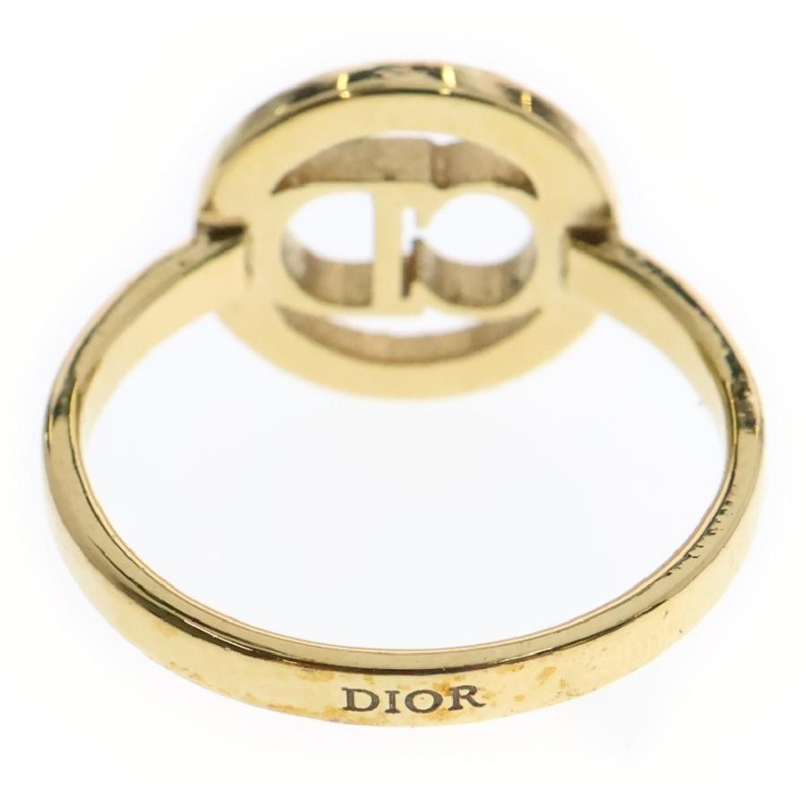 Dior ゴールドバンドリング ストーン付き ディオール dior ロゴ リング 指輪 ゴールド ラインストーン ON316 CD