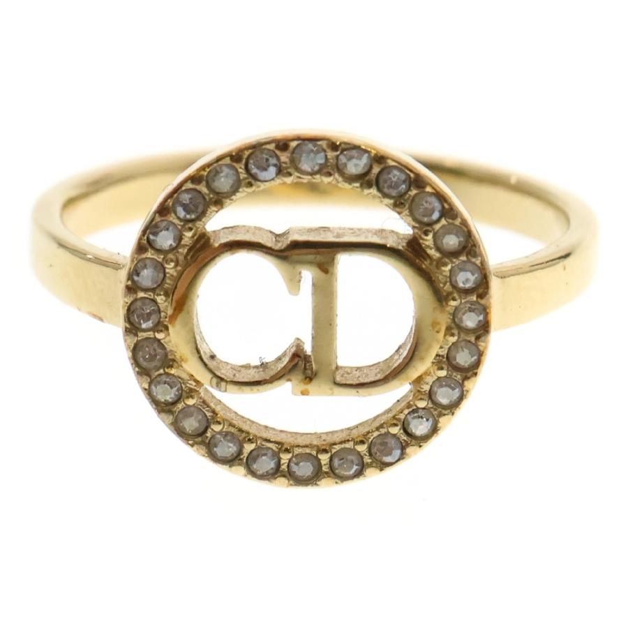 ✨️美品✨️ ディオール ロゴ ラインストーン レディース リング 指輪 箱付き DIOR ディオール CDロゴ ラインストーン リング ゴールド GP 指輪