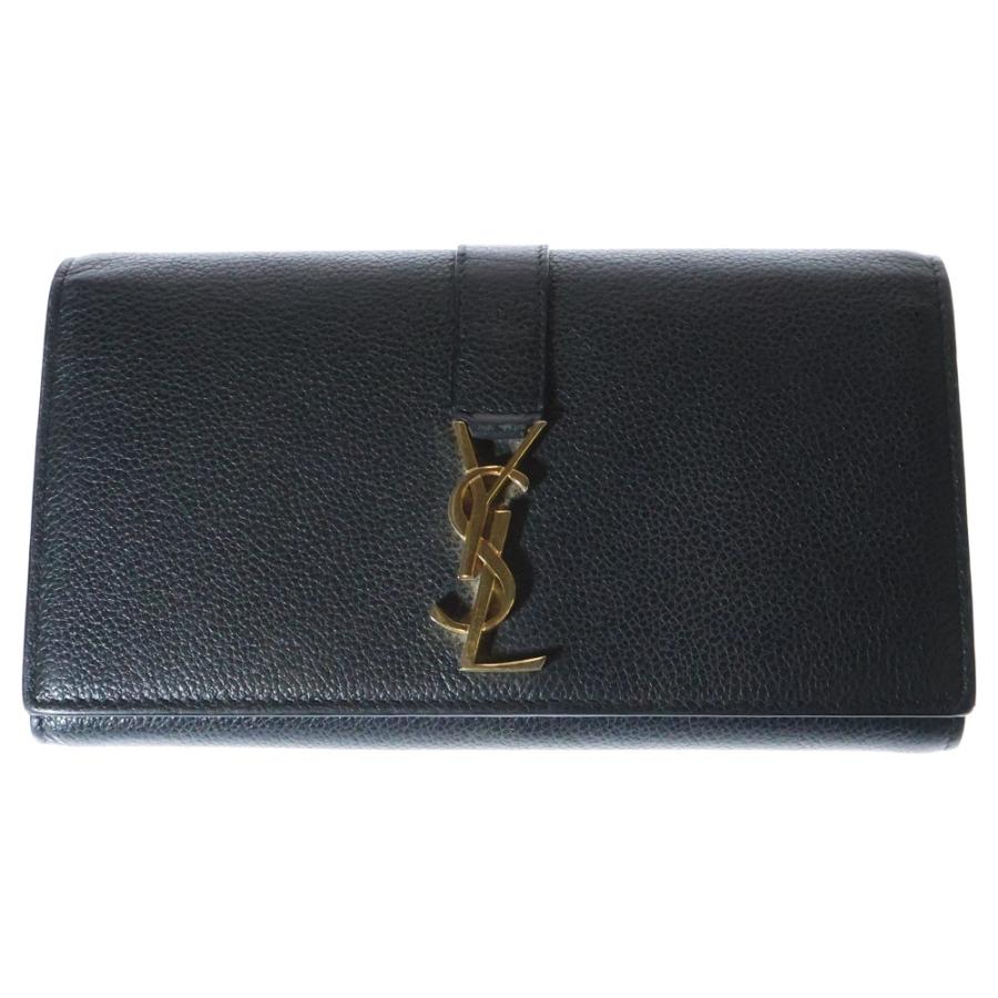 SAINT LAURENT PARIS サンローランパリ YSLロゴ フラップウォレット 長  