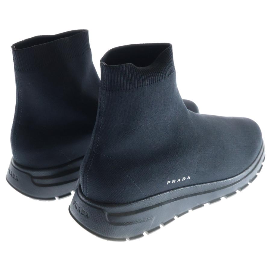 プラダ ソックスブーツ PRADA（プラダ） ロゴハイカットソックススニーカー ブラック 8 1/2