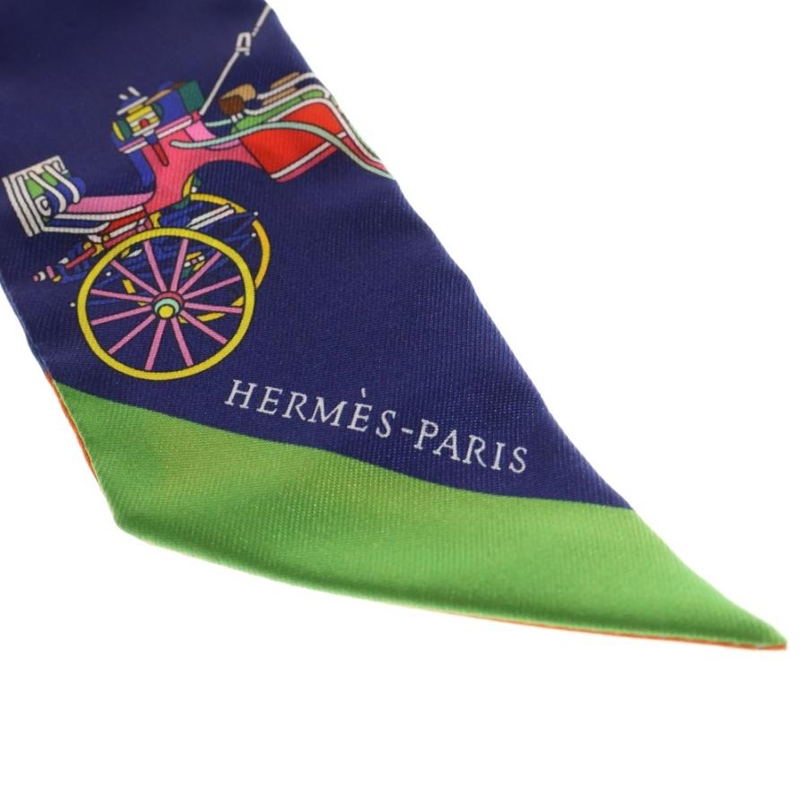 エルメス　ツイリー　Voitures Exquises(精巧な馬車) HERMES（エルメス） ツイリー VOITURES EXQUISES 精巧な馬車 ブルー