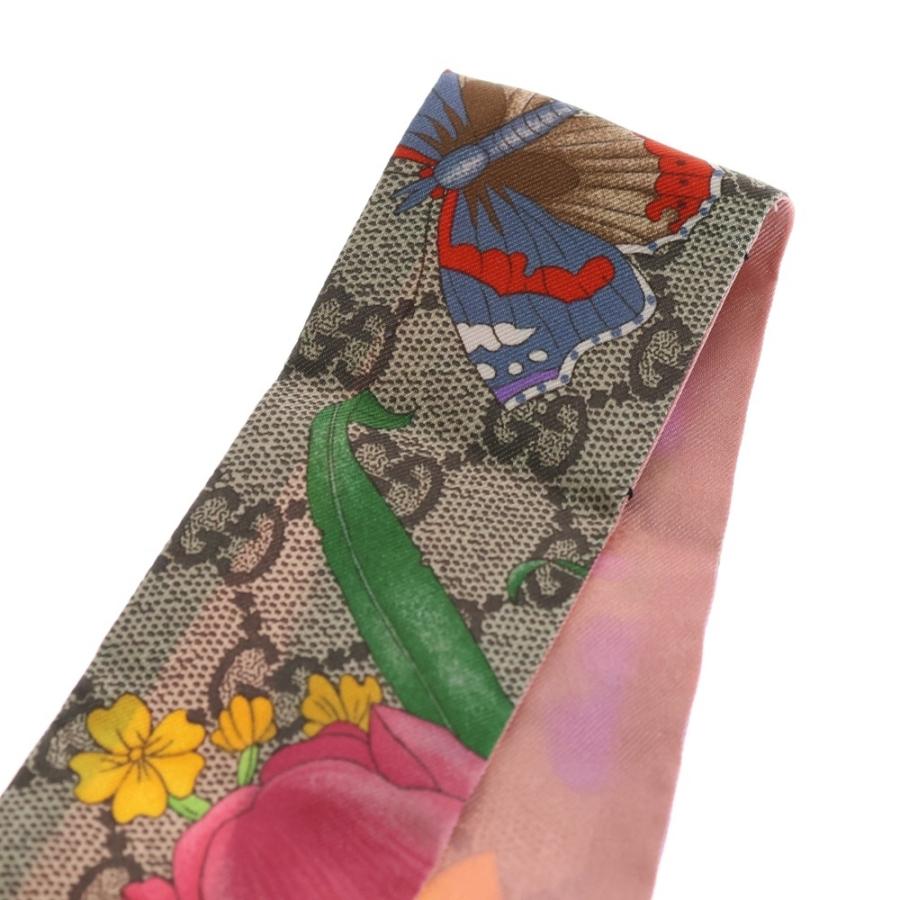 【未使用】GUCCI グッチ GGフローラプリントシルクリボン 花柄ピンク系 GUCCI（グッチ） GGフローラ プリント ツイリー シルク ベージュ