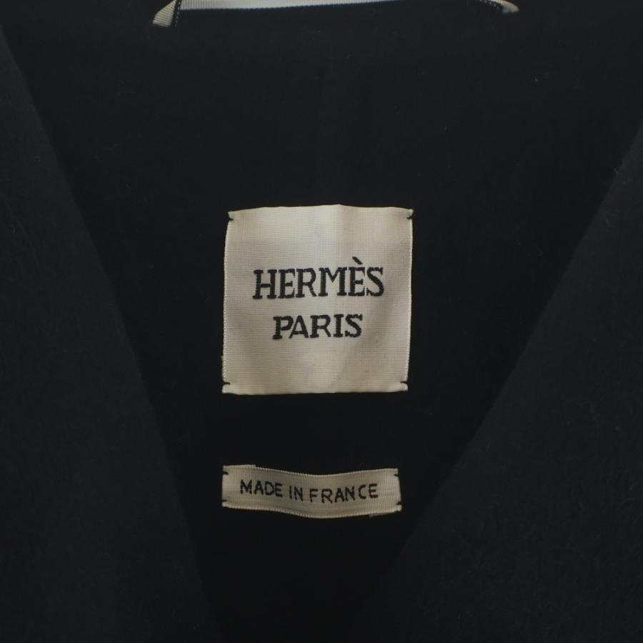 HERMES エルメス ベルト付フーデッドカシミヤコート ブルーノワール ネイビー 4H0124DBの画像