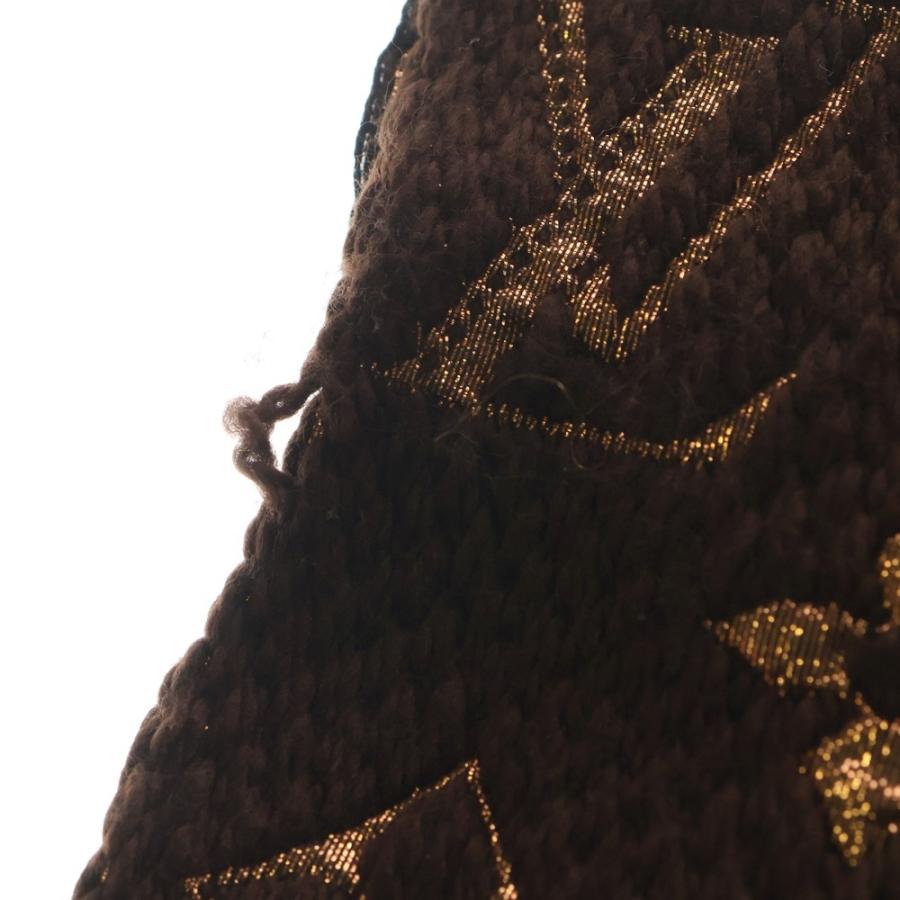LOUIS VUITTON ルイヴィトン エシャルプ ロゴマニア シャイン ウールシルク フリンジマフラー ブラウン M71383 LOUIS VUITTON（ルイ・ヴィトン） エシャルプ ロゴマニア シャイン