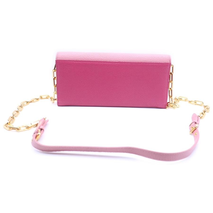 miumiu ミュウミュウ ロゴチェーンウォレット ショルダーバッグ ミニバッグ ピンク レザー ゴールド金具 miumiu ミュウミュウ ロゴチェーンウォレット ショルダーバッグ ミニ