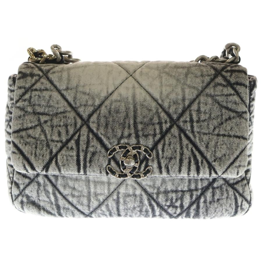 CHANEL シャネル シャネル19 フラップバッグ ショルダーバッグ グレー デニム CHANEL（シャネル） シャネル19 フラップバッグ ショルダーバッグ