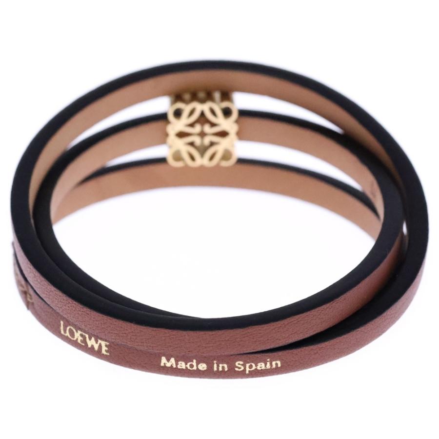 LOEWE（ロエベ） アナグラム ブレスレット ブラウン レザー ゴールド 