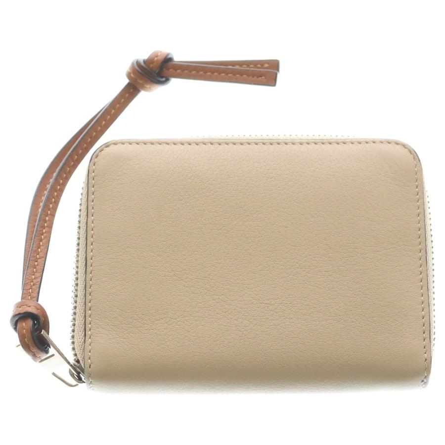 ꒰美品꒱ LOEWE／ロエベ／アナグラムコンパクトジップウォレット／ベージュ LOEWE（ロエベ） アナグラム レザー コンパクトジップウォレット