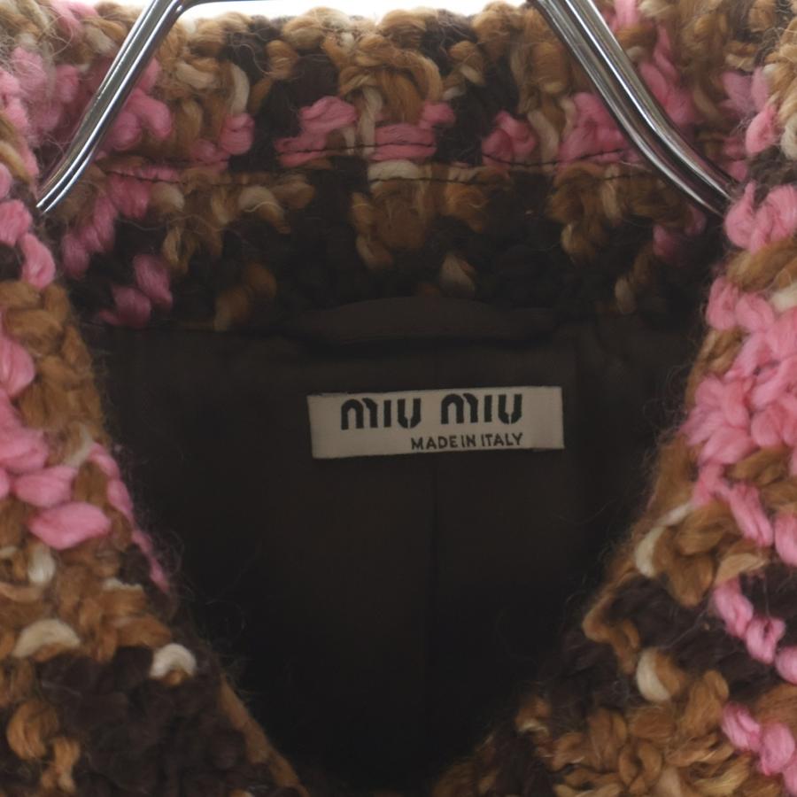 MIUMIU ウールコート miumiu ミュウミュウ 18AW ウールツイード チェック総柄 4B ステン