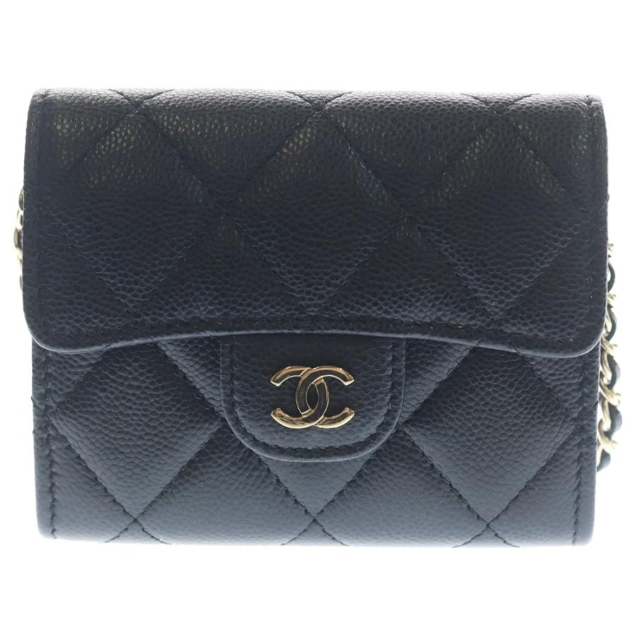 CHANEL（シャネル） マトラッセ チェーンウォレット ミニ財布 ブラック