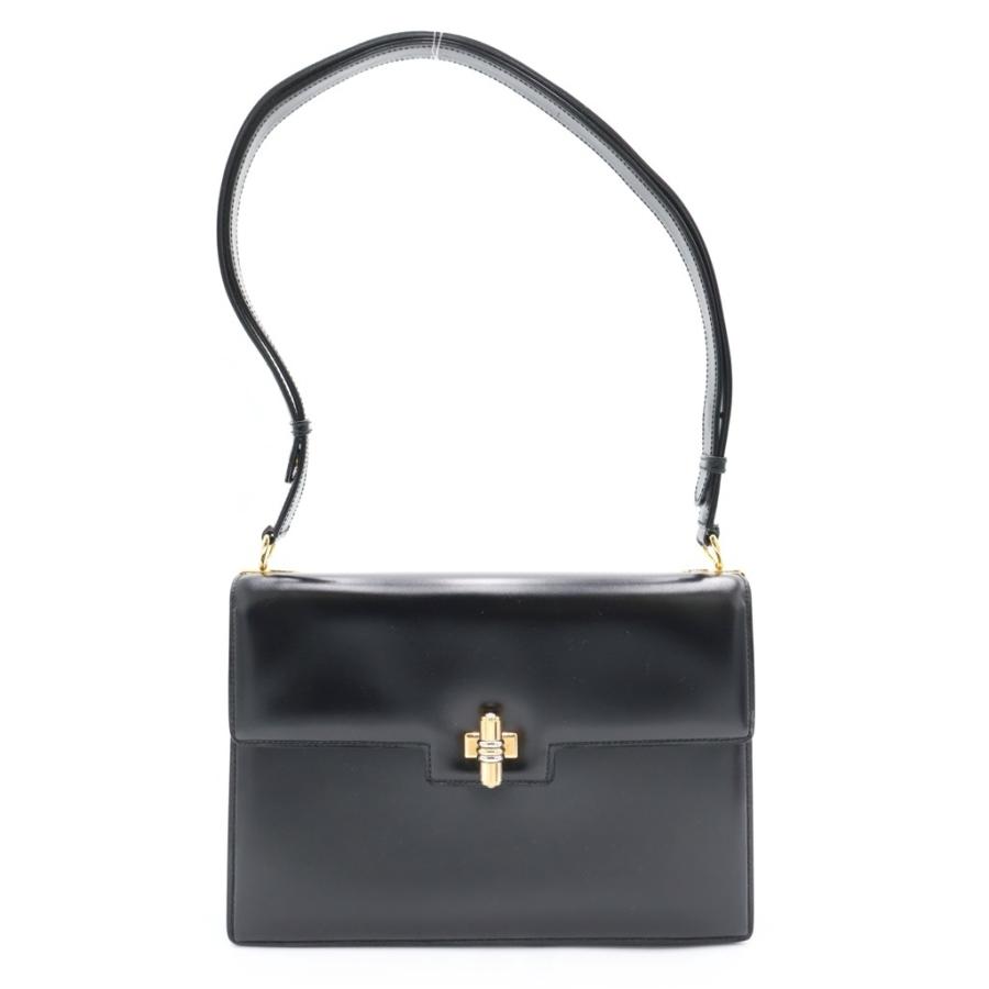 GUCCI（グッチ） ターンロック ショルダーバッグ ブラック レザー 