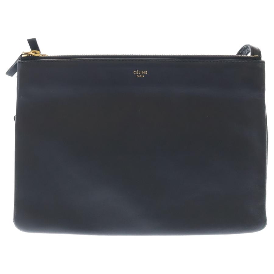 CELINE（セリーヌ） トリオ ラージ ショルダーバッグ ブラック レザー