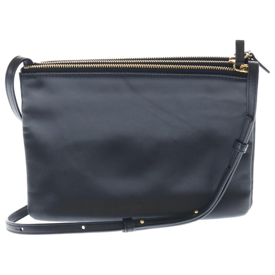 【ゆう　様】CELINE セリーヌ　トリオ　ラージ　ショルダーバッグ ブラック CELINE（セリーヌ） トリオ ラージ ショルダーバッグ ブラック レザー