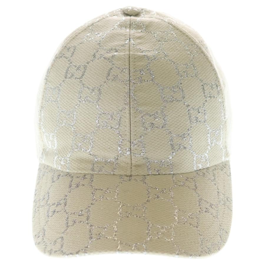 GUCCI（グッチ） GGラメ ベースボールキャップ アイボリー×シルバー