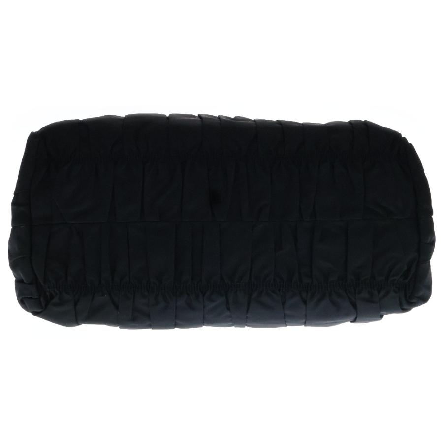 PRADA プラダ ギャザー トートバッグ ハンドバッグ 黒 ナイロン×レザー  