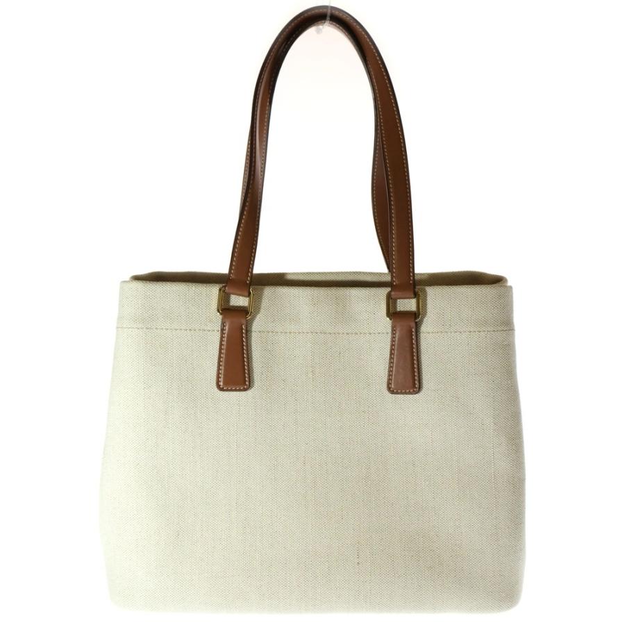 PRADA ベージュとブラウンのトートバッグ PRADA プラダ キャンバストート ハンドバッグ トートバッグ