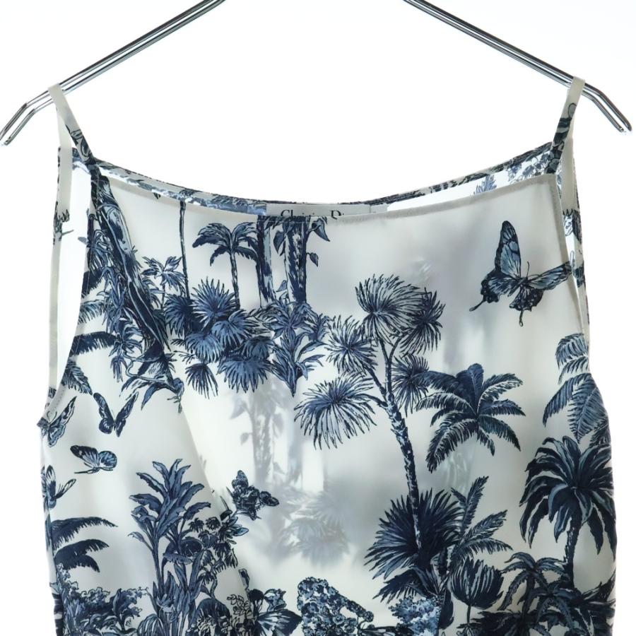 DIOR ディオール リゾート 総柄プリント シルク フリンジ ノースリーブ  