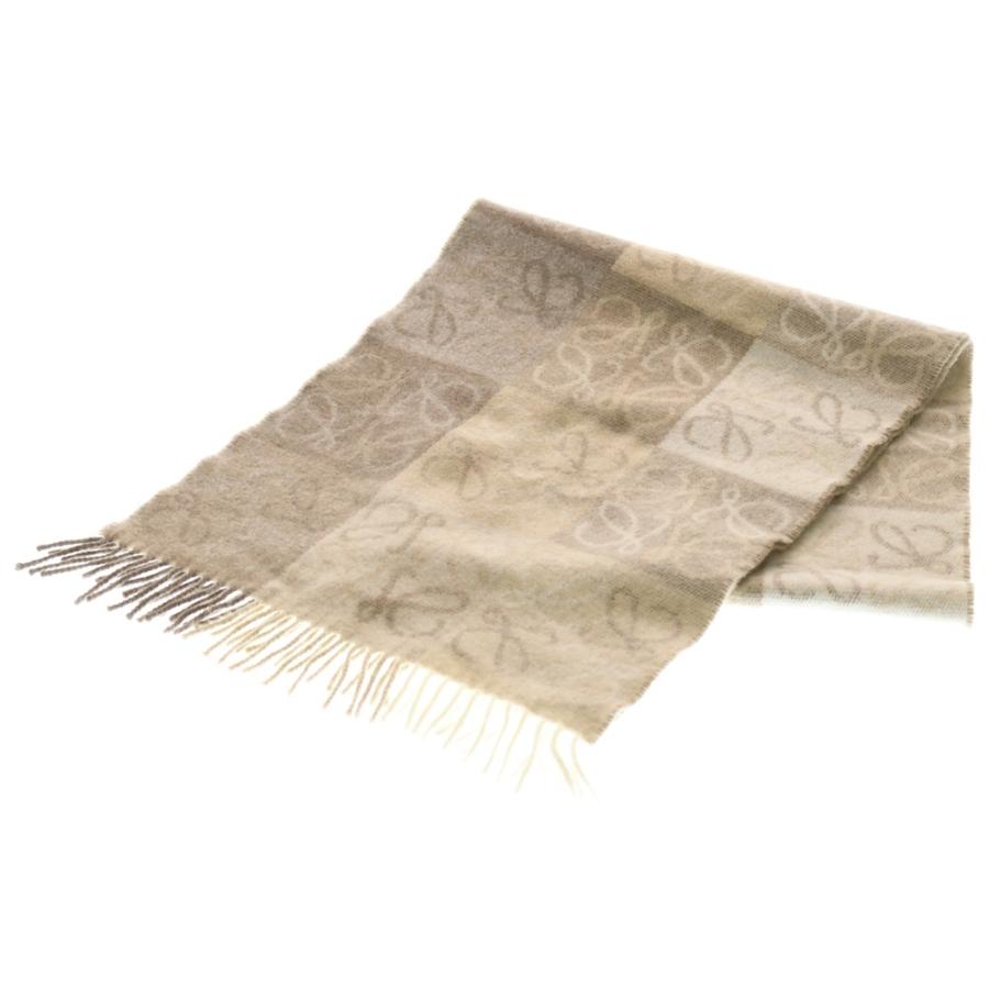 LOEWE（ロエベ） アナグラム フリンジマフラー ベージュ カシミヤ