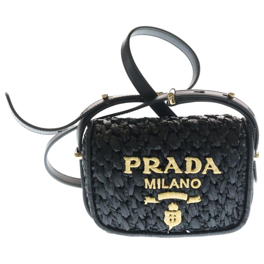 PRADA プラダ♡ブラック かごバッグ　ノベルティ新品 PRADA（プラダ） ラフィア ショルダーバッグ ミニバッグ カゴバッグ