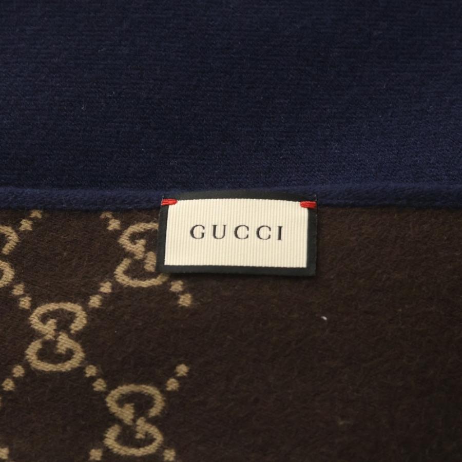 GUCCI グッチ GGパターン リバーシブル ウール マフラー ネイビー/ブラウン 521104_3