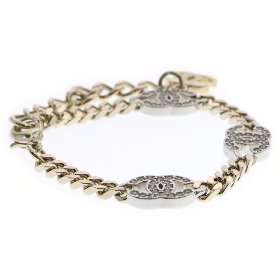 CHANEL シャネル ココマーク ブレスレット ラインストーン GP ゴールド