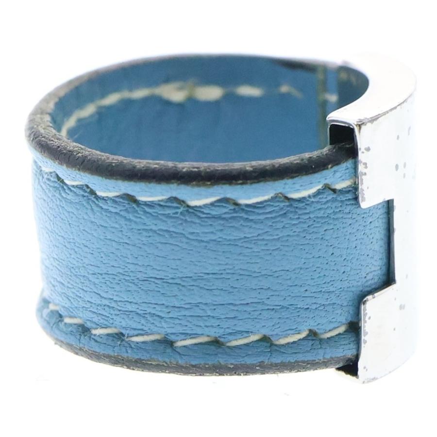 エルメス　ルーリーリング HERMES エルメス ルーリー リング 指輪 カーキ シルバー レザー