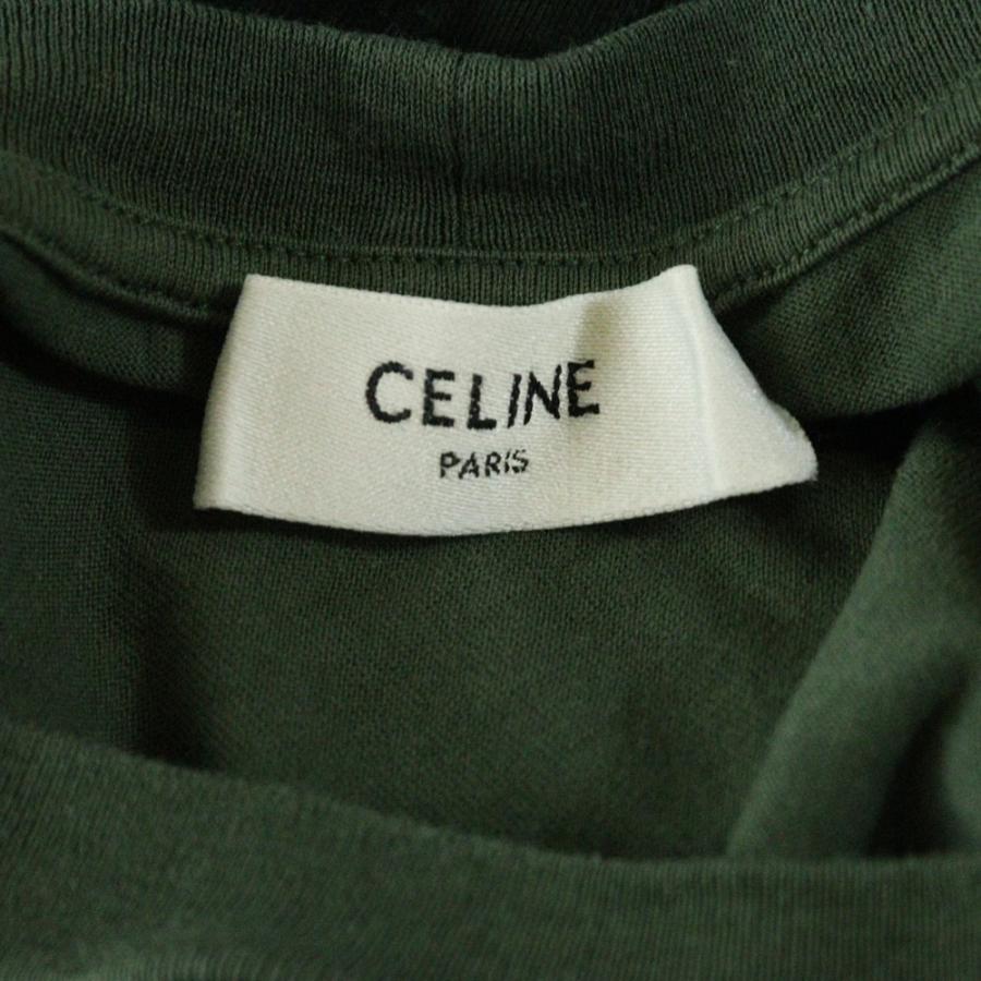 CELINE（セリーヌ） ロゴ 半袖Tシャツ カーキ グリーン コットン
