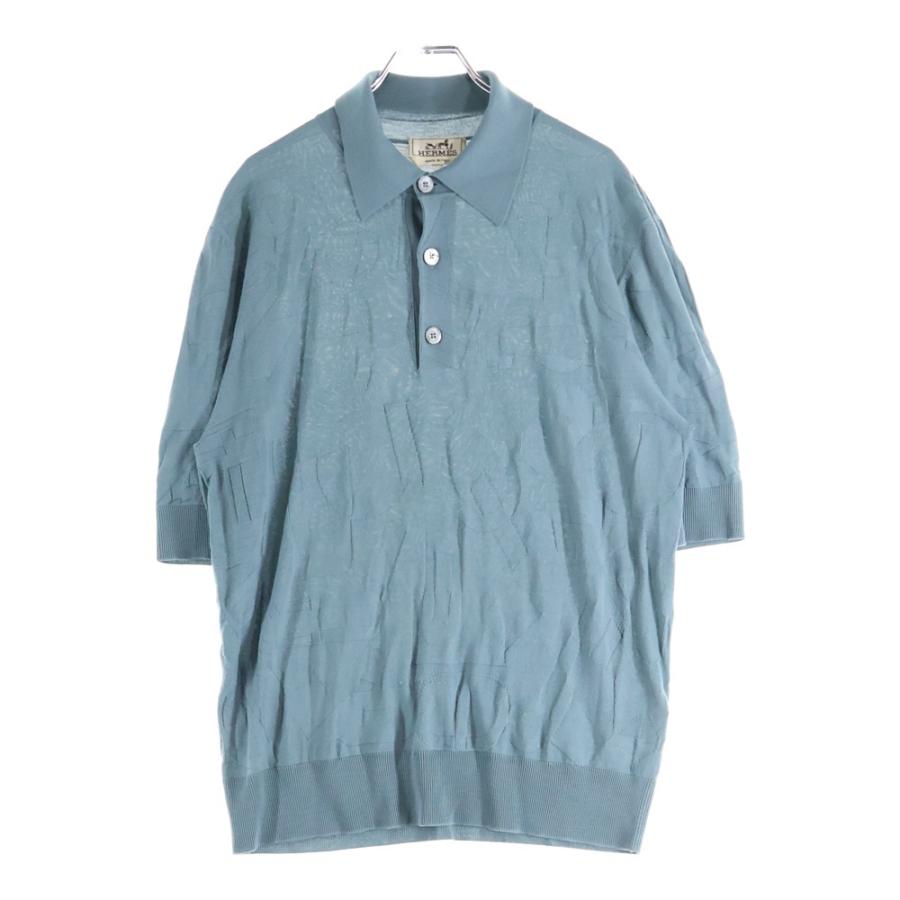 HERMES（エルメス） 25SS 総柄ジャガード ウールニット 半袖ポロシャツ