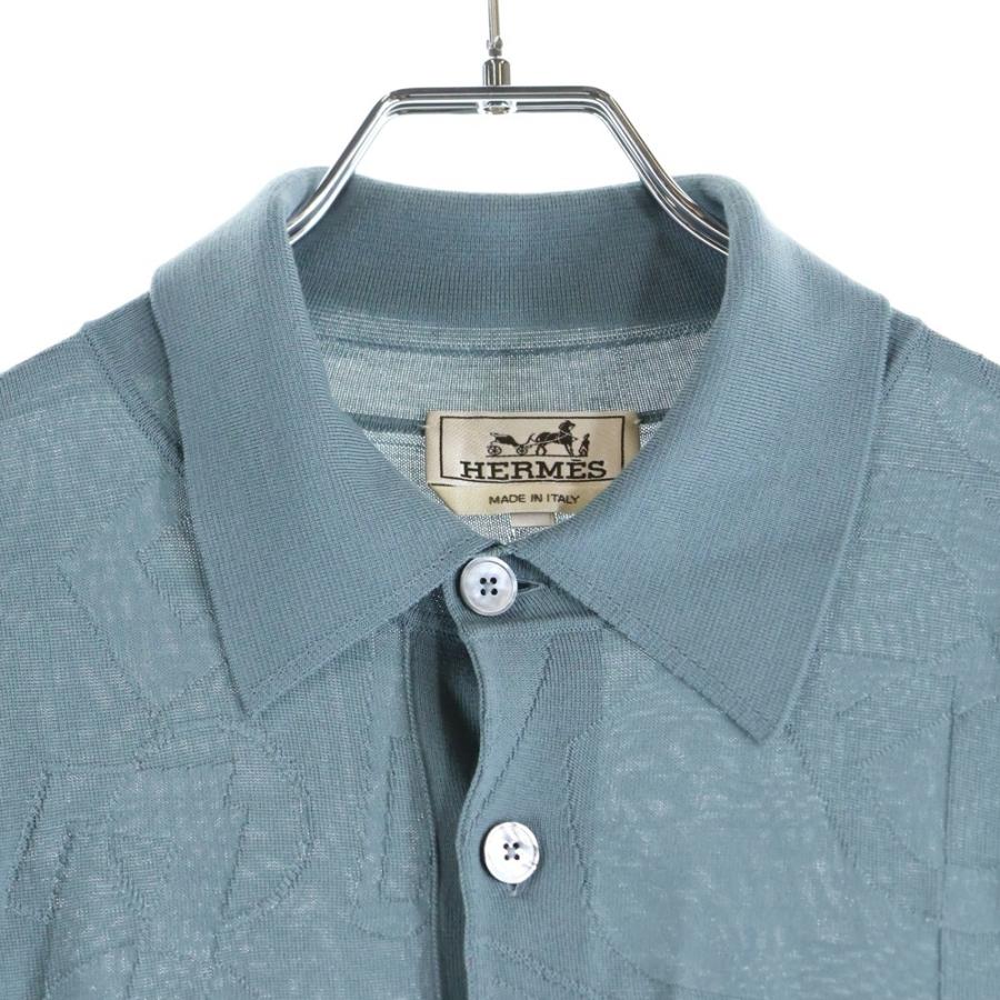 HERMES（エルメス） 25SS 総柄ジャガード ウールニット 半袖ポロシャツ
