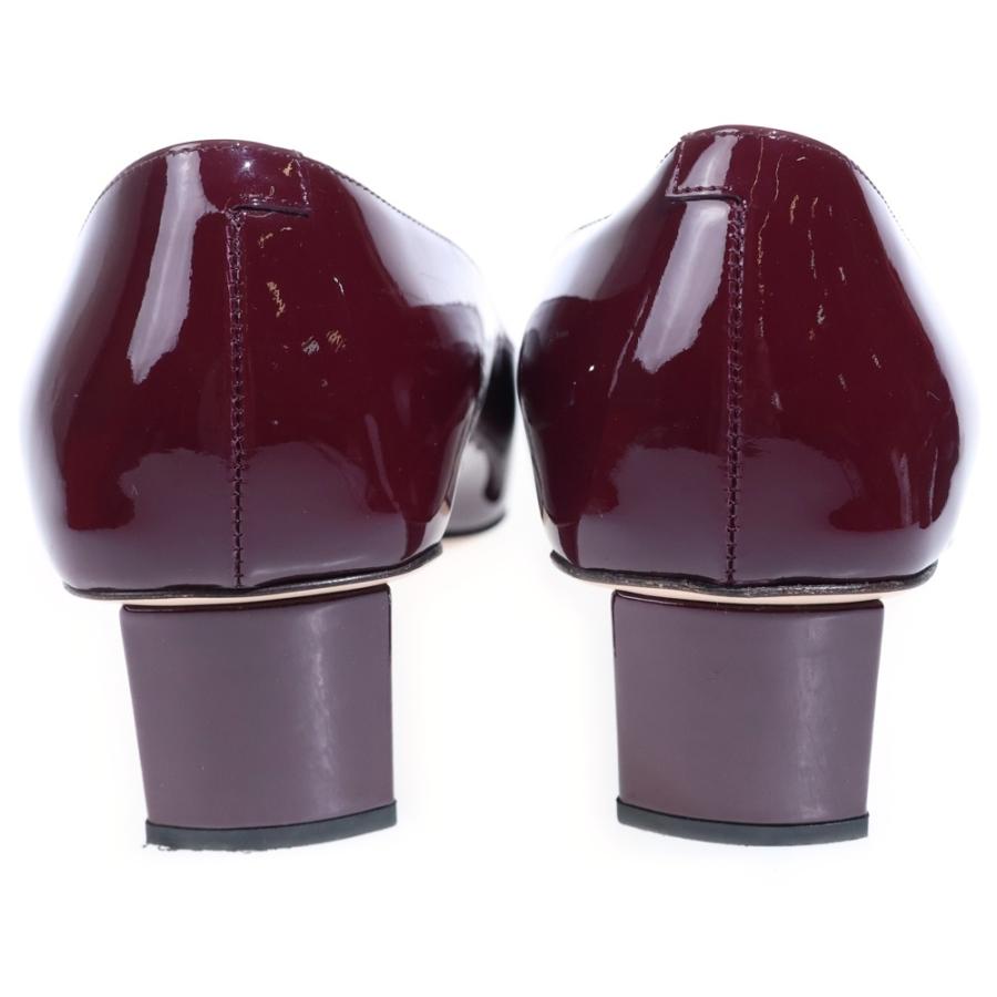 【ほぼ未使用】ROGER VIVIERスクエアトゥパテントパンプス36 ボルドー Roger Vivier（ロジェヴィヴィエ） スクエアバックル パテント