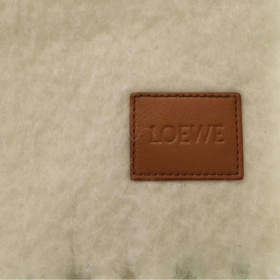 LOEWE（ロエベ） ウールアルパカブレンドマフラー ホワイト/グレー