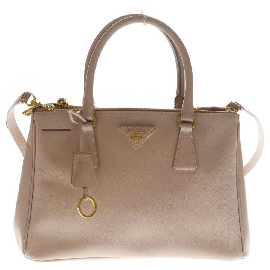 PRADA プラダ サフィアーノ ラクス ガレリア トライアングルロゴ 2WAY レザーハンドバッグ ショルダーバッグ ベージュ BN1801 PRADA（プラダ） サフィアーノ ラクス ガレリア トライアングルロゴ