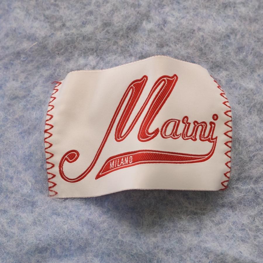 MARNI（マルニ） ワッペンロゴ フリンジ マフラー ライトブルー