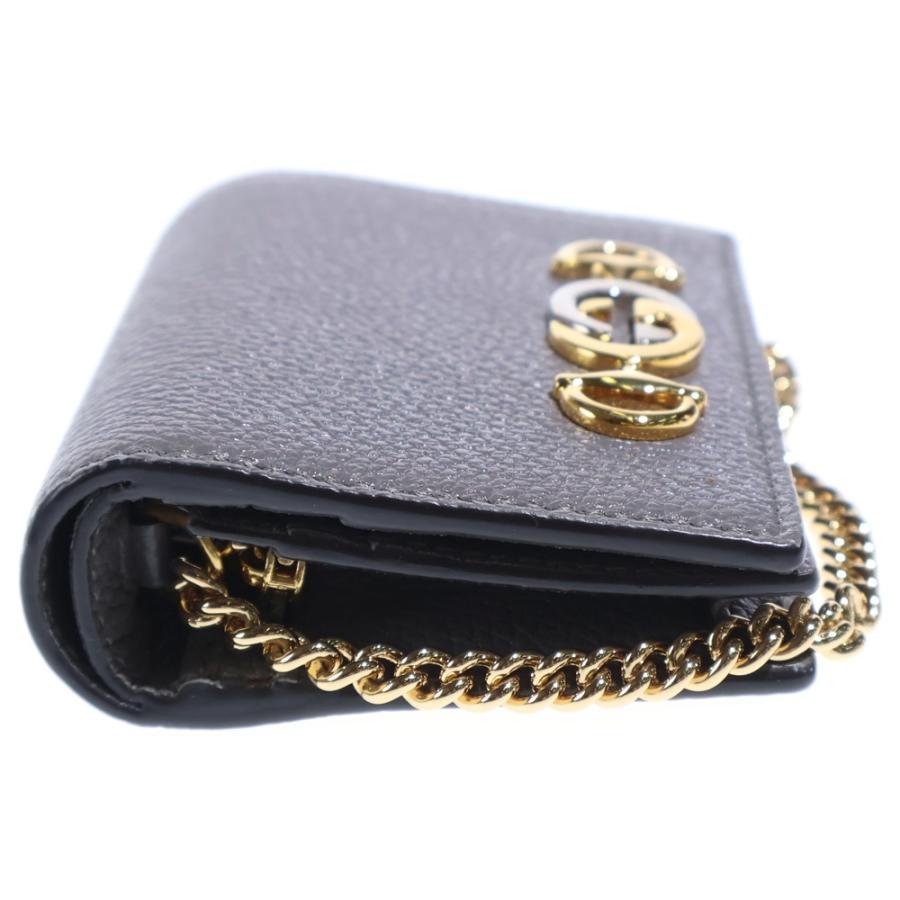 GUCCI グッチ ズゥミ インターロッキングG レザー チェーン コンパクトウォレット 二つ折り財布 ゴールド金具 グレー 570660 GUCCI（グッチ） ズゥミ インターロッキングG レザー チェーン