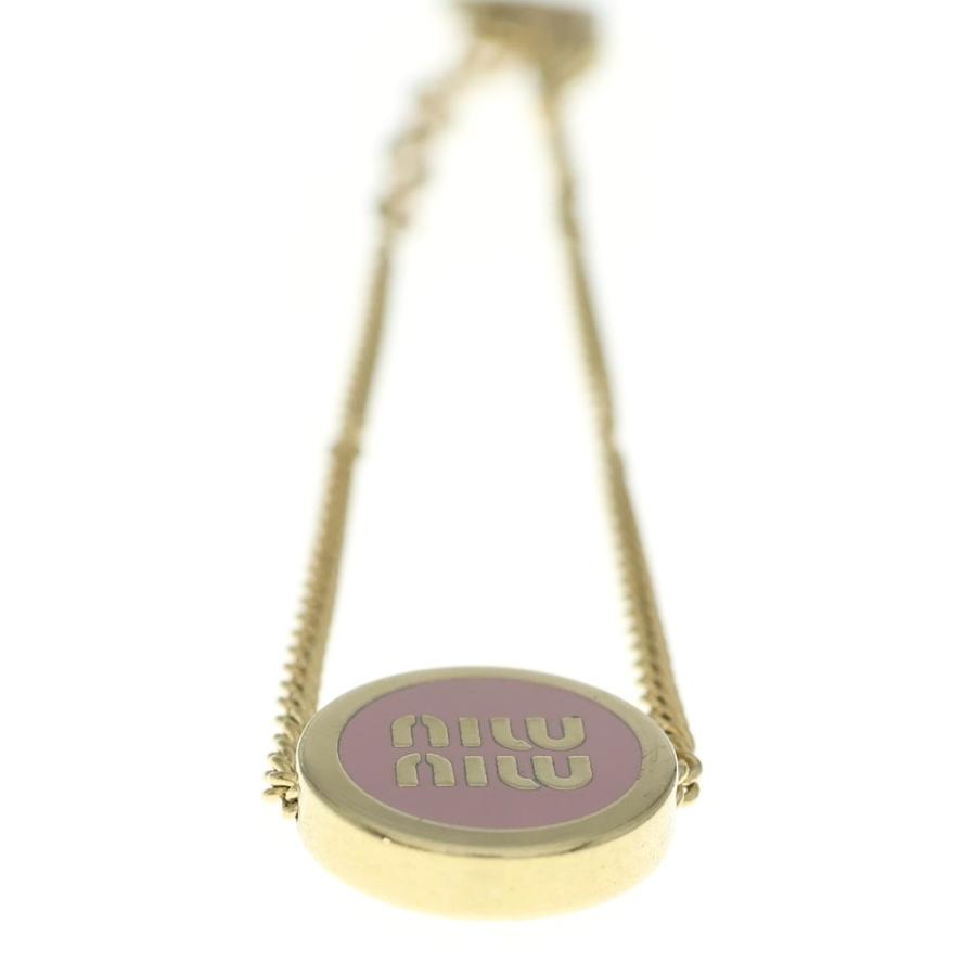miumiu ミュウミュウ ロゴ チェーンブレスレット GP ゴールド×ピンク