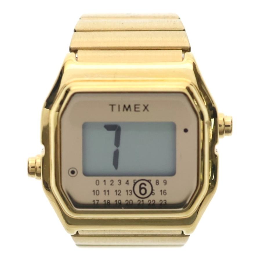 MM6 Maison Margiela エムエムシックスメゾンマルジェラ ×TIMEX T80 SS/QZ ステンレス クォーツ 電池式 リングウォッチ 時計 デジタル文字盤 ゴールド エムエムシックスメゾンマルジェラ MM6×TIMEX T80 SS/QZ ステンレス