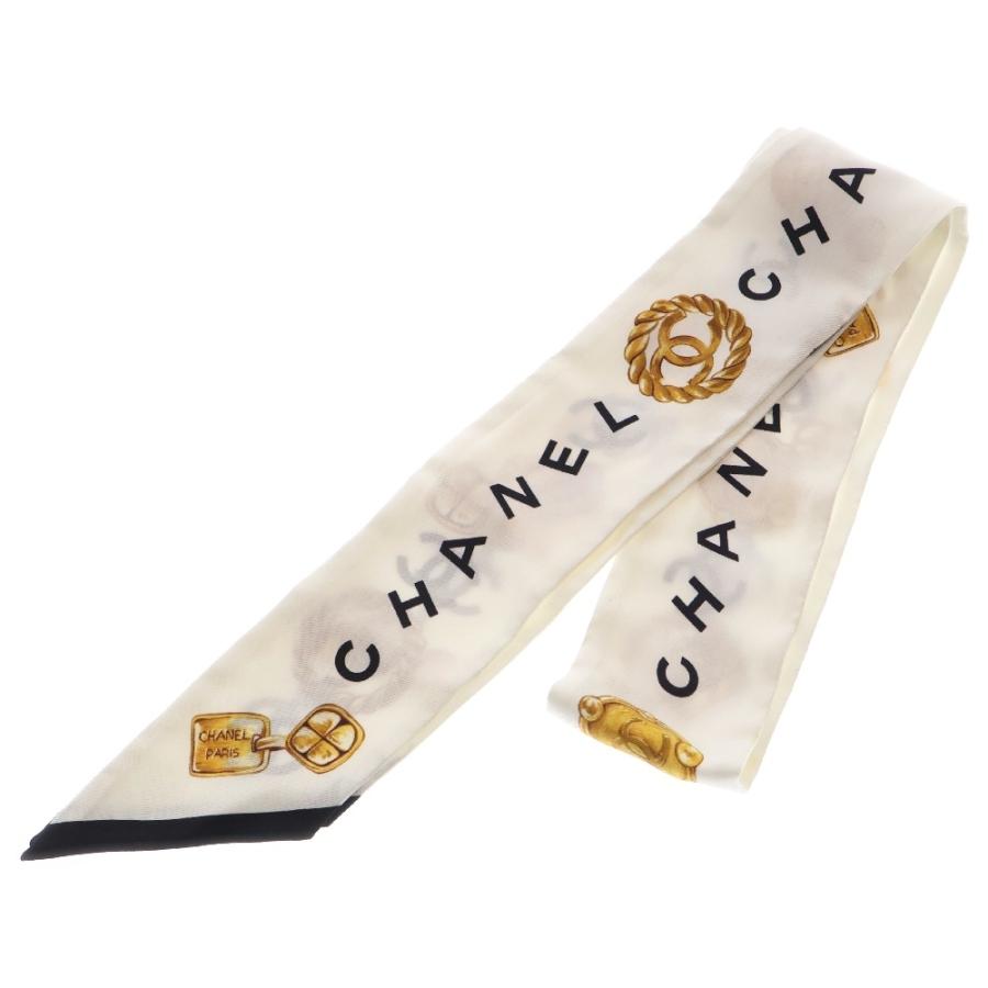 CHANEL シャネル ロゴ ココマーク アクセサリー柄 スカーフ CHANEL シャネル ロゴ ココマーク アクセサリー柄 スカーフ